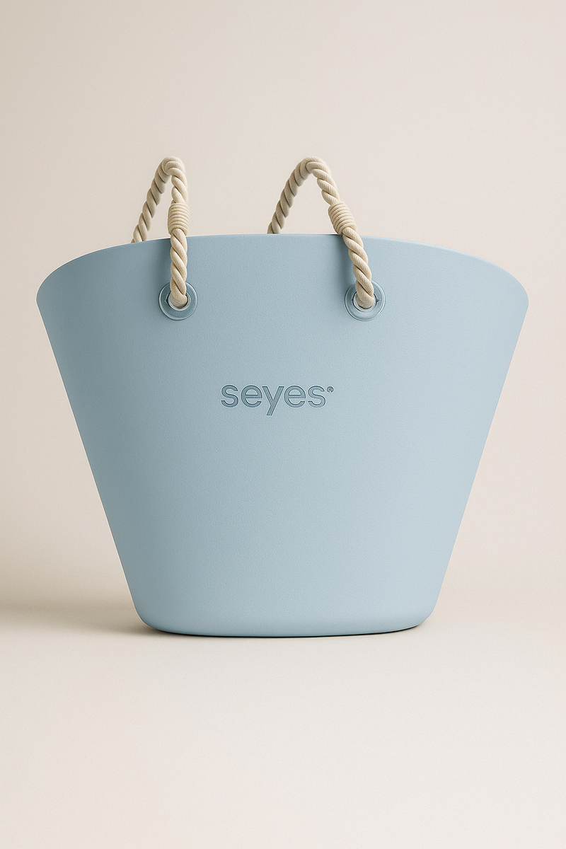 Light blue tote bag front view